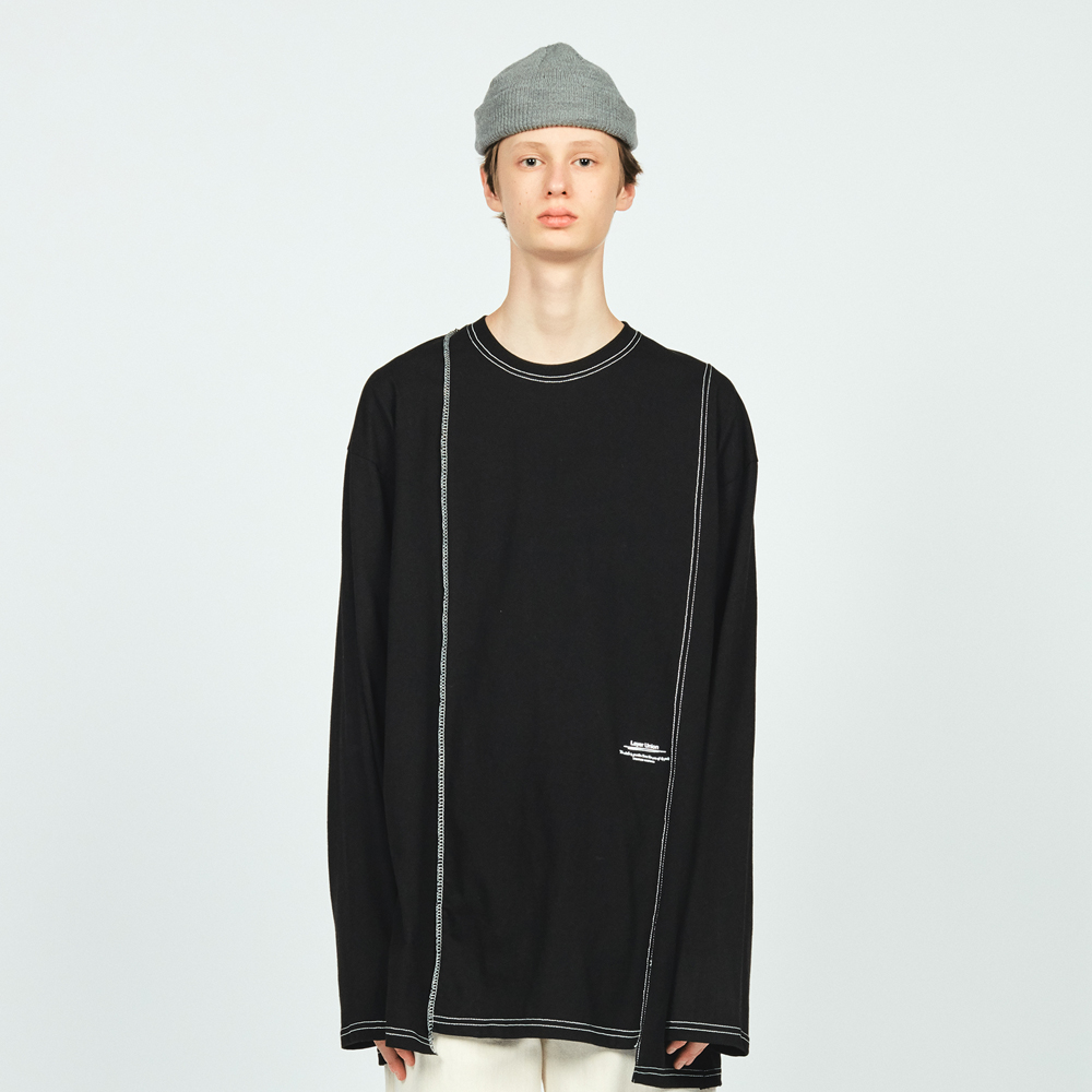 CUT CTRS ST OVER L/S TEE BLACK