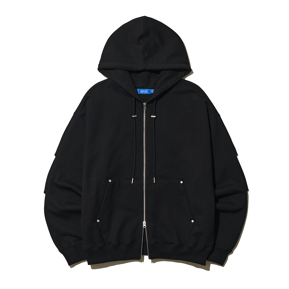 HEAVY COTTON RIVET ZIP-UP HOOD
