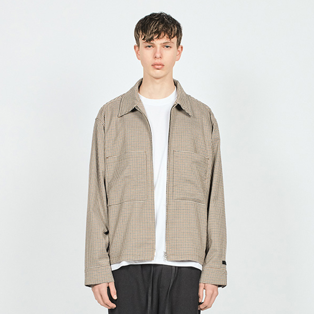 POCKET CHECK JACKET BROWN