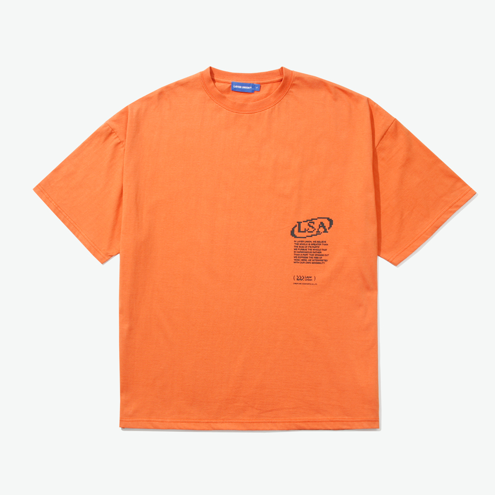 PIXEL LOGO OVER S/S TEE ORANGE